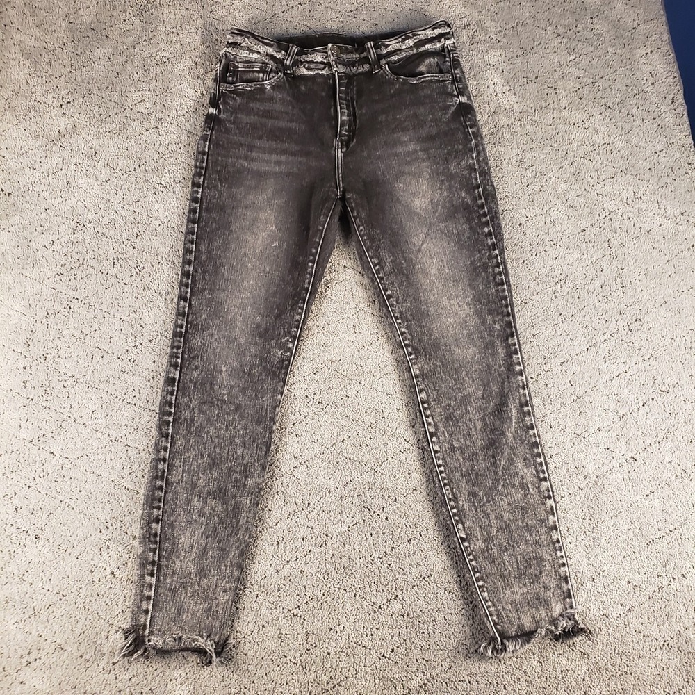 KanCan Jeans Womens 11 Black Odette High Rise Super Skinny Raw Hem Stretch Denim